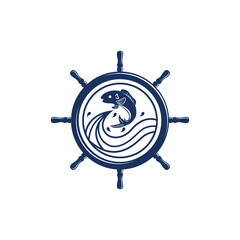 ocean fish anchor logo template