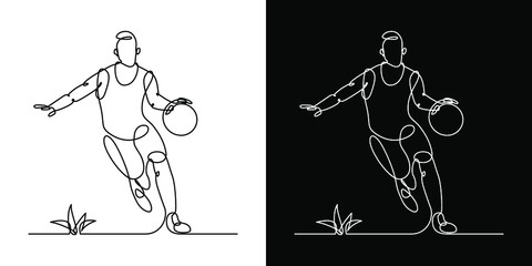 monoline basket ball line art illustration for logo design