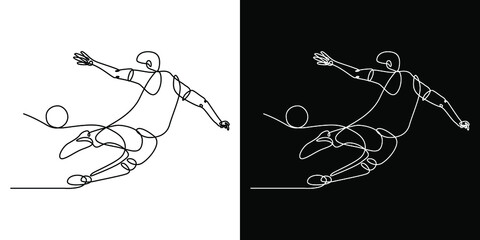 monoline soccer or foot ball line art illustration for logo design