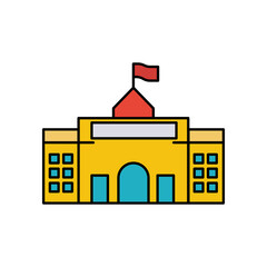 PrinSchool building flat icon, icon for education. Design template vector