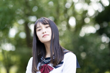 Fototapeta premium 真顔の女子高生