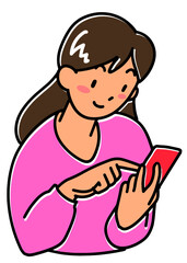 スマホを見る若い女性