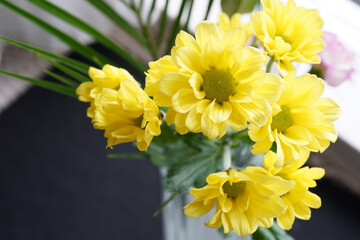 bouquet of yellow chrysanthemums