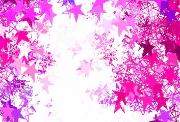 Plakat Light Pink vector pattern with christmas stars.