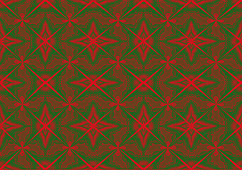 Seamless pattern design with floral background elements, beautiful ornaments, red, gold