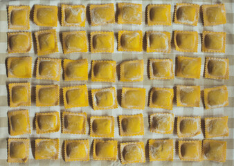 Raw homemade fresh italian ravioli