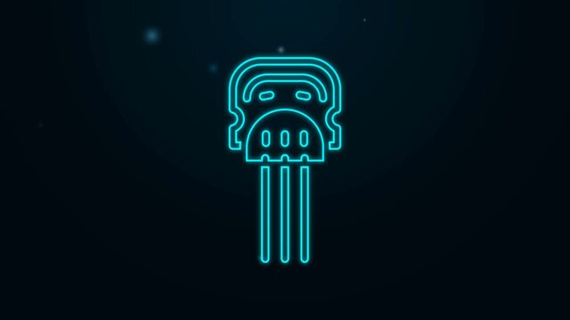Glowing neon line Flamenco woman accessories icon isolated on black background. Peineta. Spanish comb. 4K Video motion graphic animation