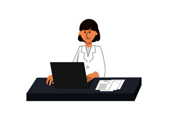 PC作業中の女性研究者