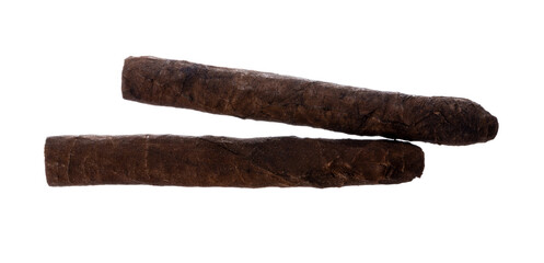 Hand rolled cigars isolated on white background