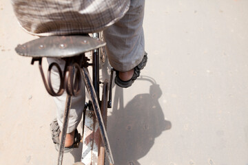 A manually pulled Rickshaw puller