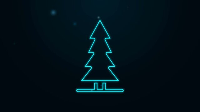 Glowing neon line Canadian spruce icon isolated on black background. Forest spruce. 4K Video motion graphic animation