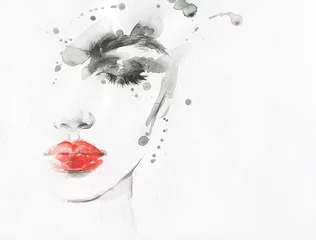 Foto op Plexiglas beautiful woman. fashion illustration. watercolor painting  © Anna Ismagilova