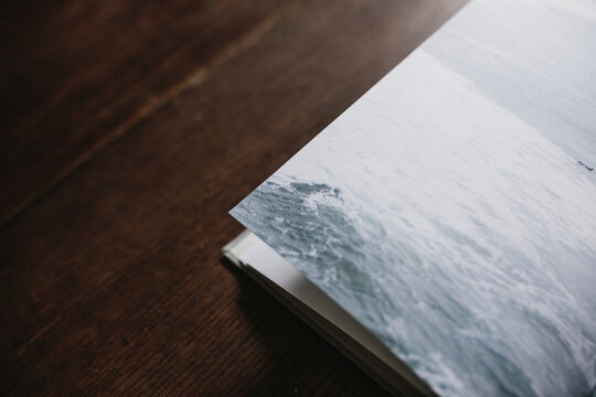 detail of ocean image in open book