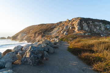 Rockaway Beach, located in the small coastal city of Pacifica, San Francisco Bay Area, California. The beach is used for fishing and leisure. It has many hiking trails around. 