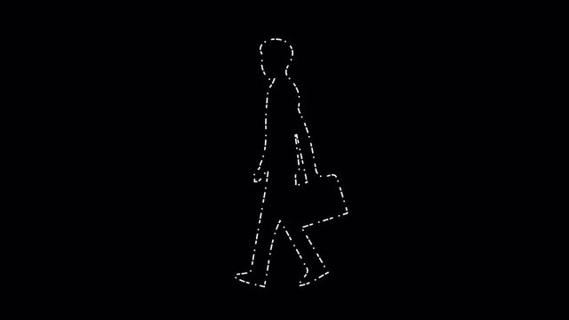 Lines of business people walking loops. Cartoon sketch animation