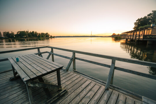 Sunset over the bay of Helsinki in Finland