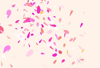 Light Pink, Yellow vector doodle pattern with leaves.