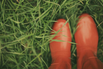 Red Boots In The Grass