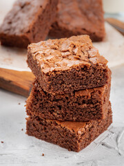 Brownies are on top of each other.