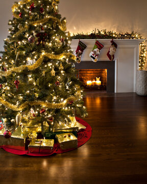 Christmas Tree and Fireplace