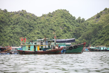 Floating Fishing Village In The Ha Long Bay. Cat Ba Island, Vietnam Asia. Cat Ba, Vietnam - March 5, 2020