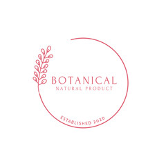 Fototapeta na wymiar Vector botanical logo design templates in trendy line art minimal style. Emblem or frame symbols label for cosmetics, wedding, skincare and natural products.