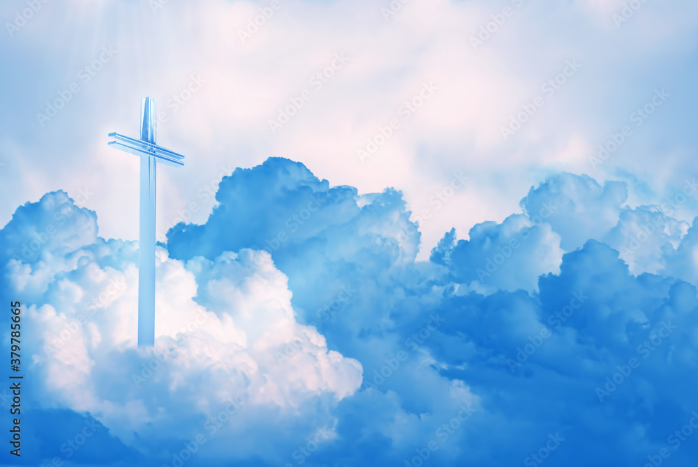 Wall mural Cross in the Heaven concept of religion