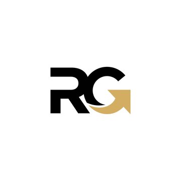 letter RG logo design vector with growth icon