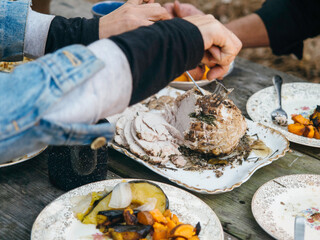 Outdoor Holiday Meal.
