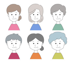 Middle aged women with their friends. Vector illustration isolated on white background.