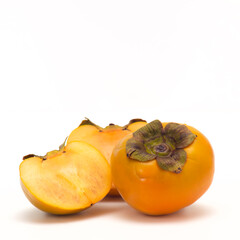 Fresh Persimmon fruit isolated on white