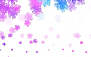 Fototapeta na wymiar Light Pink, Blue vector doodle texture with flowers.