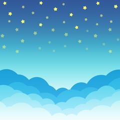Fototapeta na wymiar 雲の背景　正方形　青い星空