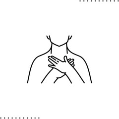 Thank you gesture vector icon in outline