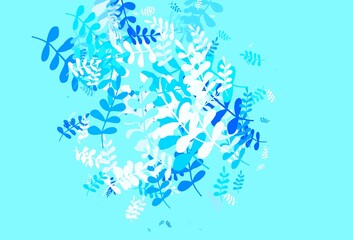 Light BLUE vector natural artwork with leaves.