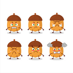 Walnuts cartoon character with various angry expressions