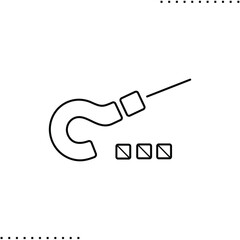 hook grabs blocks,  inverted question mark vector icon in outline