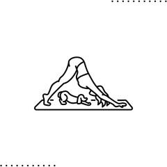 yoga with a pet, woman workout and dog vector icon in outline