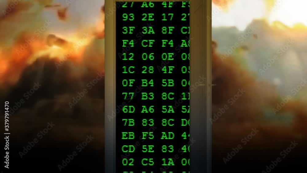 Poster war espionage hacker attack, binary code. 53