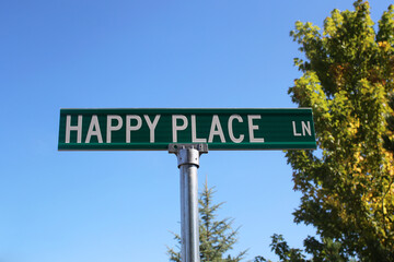 Street Sign For Happy Place Lane
