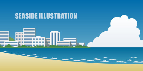 Seaside building, vector illustration, 海辺の街