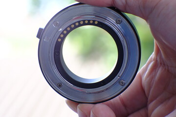 camera lens in hands