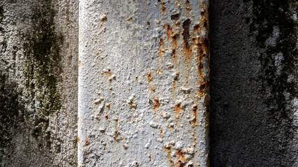 Grunged and moulded concrete with steel rusted beam texture