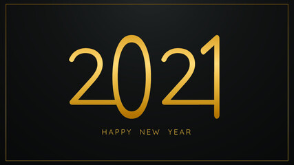 Luxury 2021 Happy New Year elegant design. Graphic of golden 2021 logo numbers on black background. Gloden typography for 2021 designs and new year celebration.