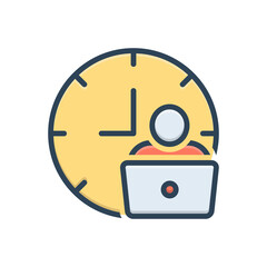 Color illustration icon for man hour