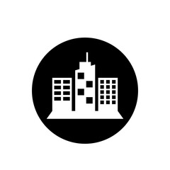 Black and white city icon. Vector