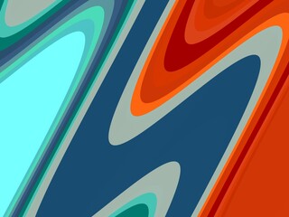 Blue orange fluid lines abstract colorful background