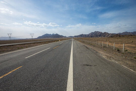 straight road in gobi desert