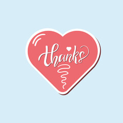 THANKS social network sticker flat design hand drawn