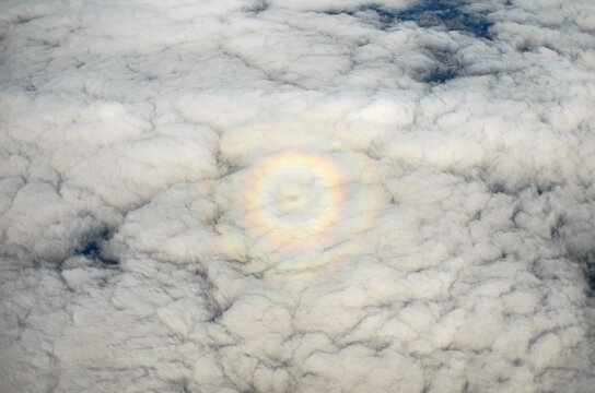 Full-circle rainbow above the clouds